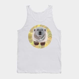 Polar Bear on saffron circular pattern Tank Top